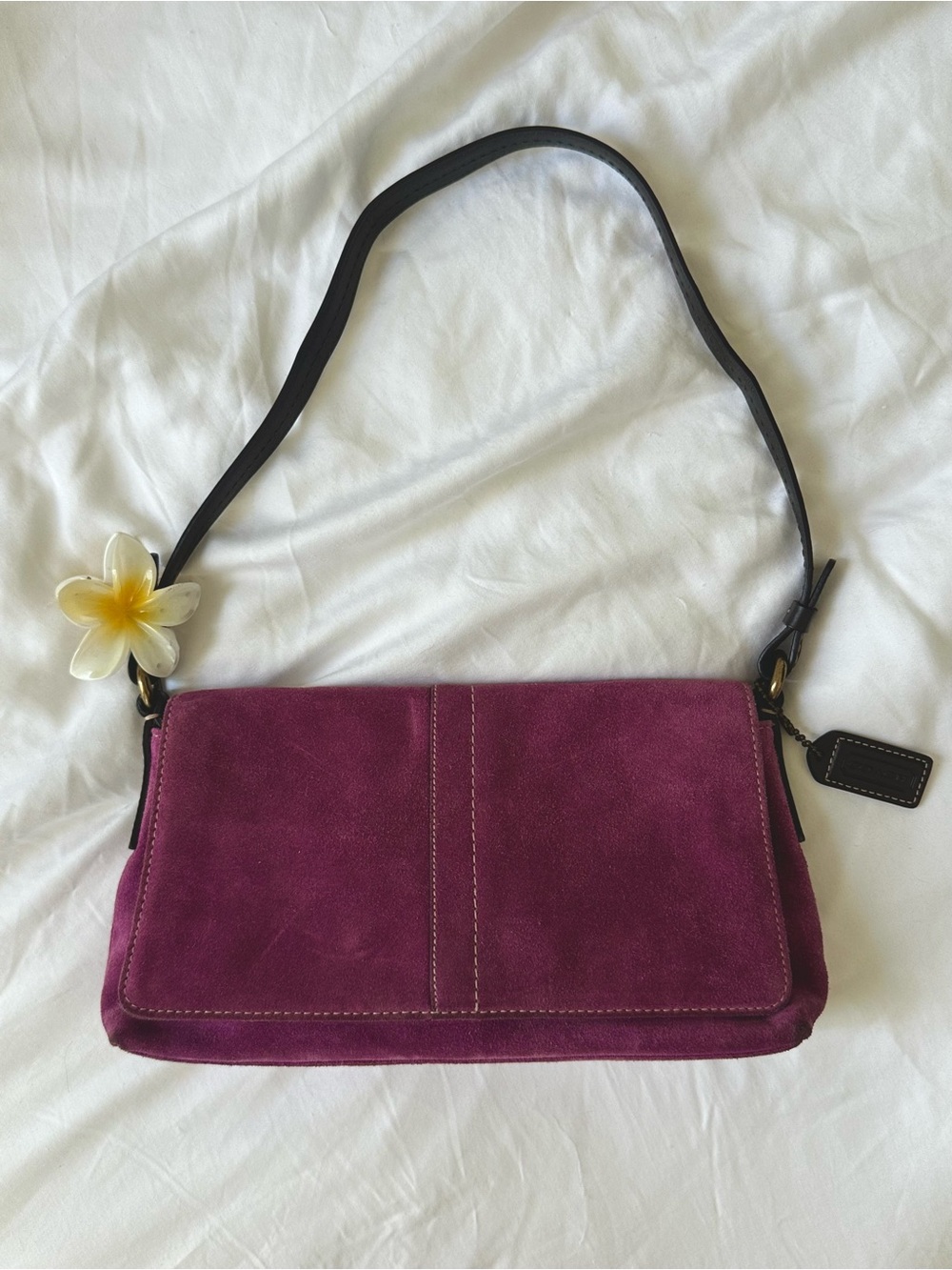 Vintage Coach Plum Suede Shoulder Bag